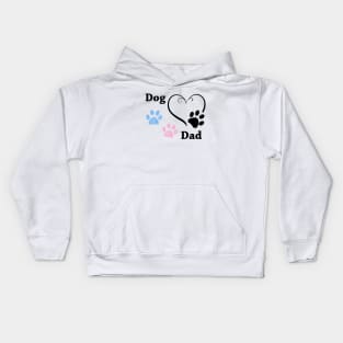 Dog Dad. Pink and blue paw print with heart Kids Hoodie